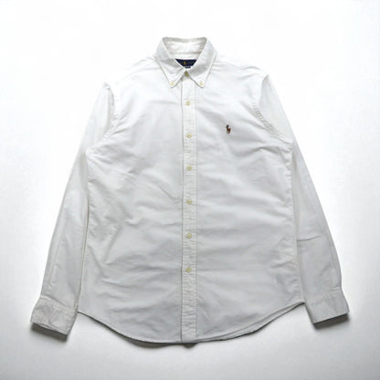 RALPH LAUREN Classic Fit Oxford Button-Down Shirt, Size M, White Cotton, Small Pony Embroidery