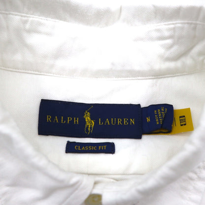 RALPH LAUREN Classic Fit Oxford Button-Down Shirt, Size M, White Cotton, Small Pony Embroidery