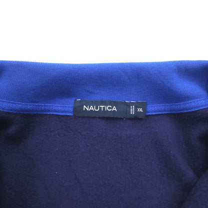 NAUTICA ハーフジップ スウェット XXL ネイビー ブルー ツートン 裏起毛 ワンポイントロゴ刺繍