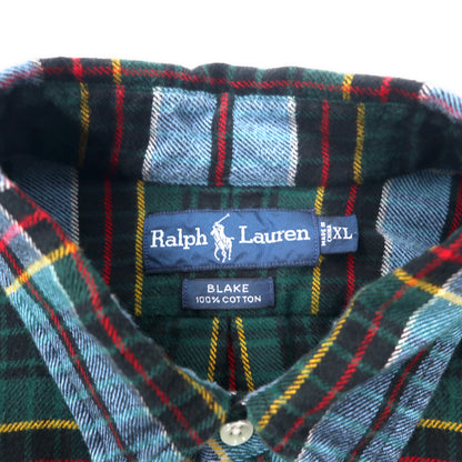 Ralph Lauren ボタンダウンシャツ XL ブルー チェック コットン BLAKE スモールポニー刺繍 ビッグサイズ