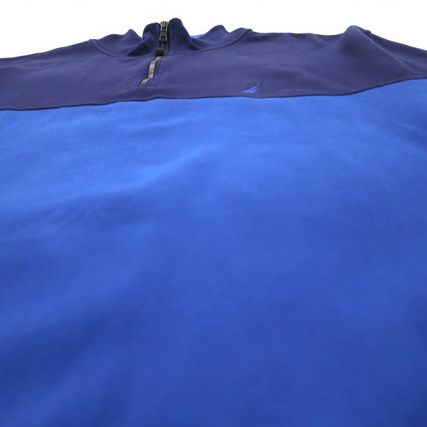 NAUTICA ハーフジップ スウェット XXL ネイビー ブルー ツートン 裏起毛 ワンポイントロゴ刺繍