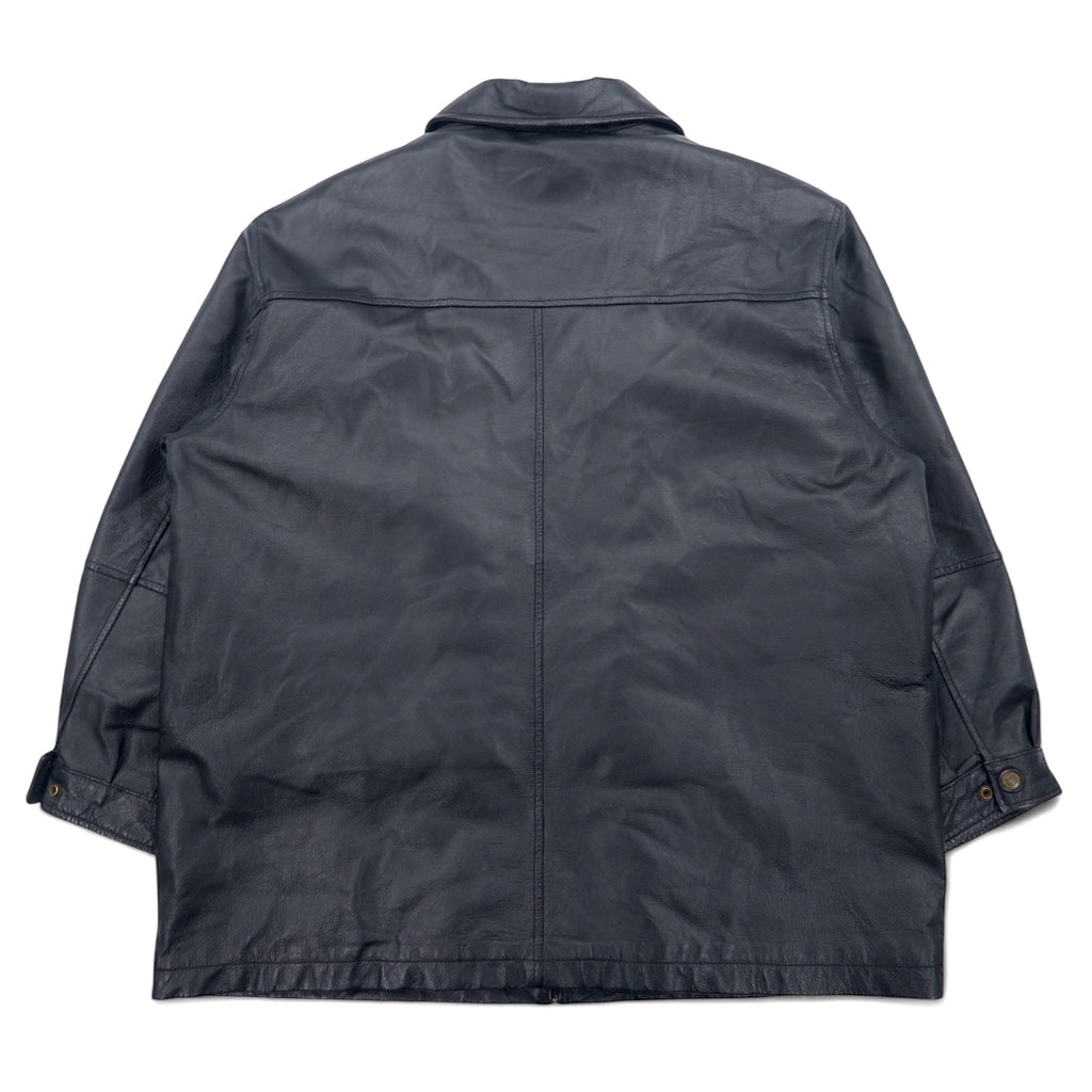 USA LEATHER 90s Leather Jacket XL Black Removable Liner entec US Company Embroidered Zip Up