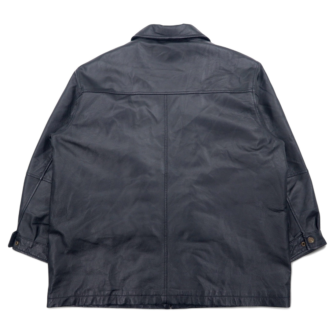 USA LEATHER 90s Leather Jacket XL Black Removable Liner entec US Company Embroidered Zip Up