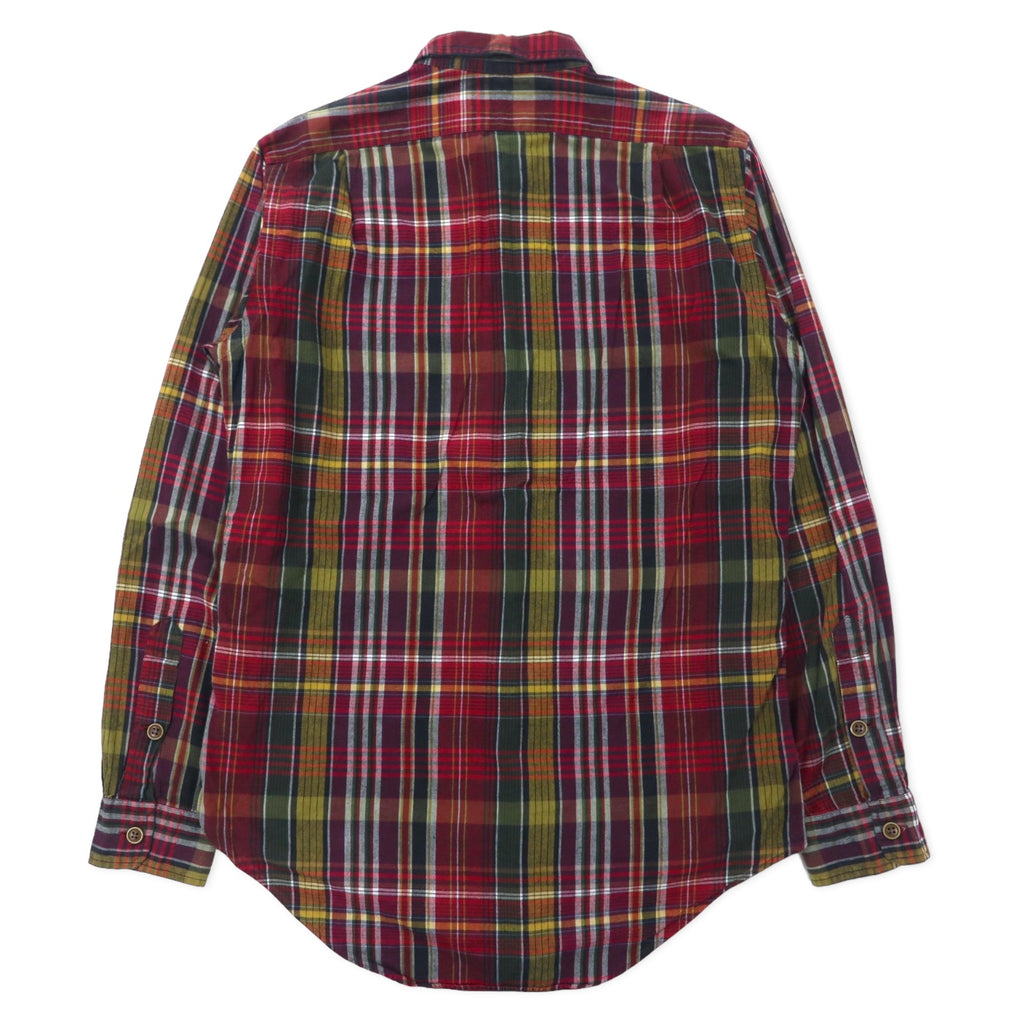 Polo by Ralph Lauren Military Shirt M Red Check Cotton Epaulette TRIM MILITARY