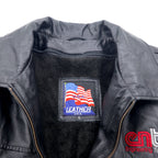 USA LEATHER 90s Leather Jacket XL Black Removable Liner entec US Company Embroidered Zip Up