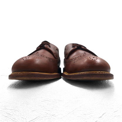 CHARLES TYRWHITT イギリス製 ウイングチップ フルブローグ カントリーシューズ 28.5cm ブラウン レザー シボ革 MDO65BRN