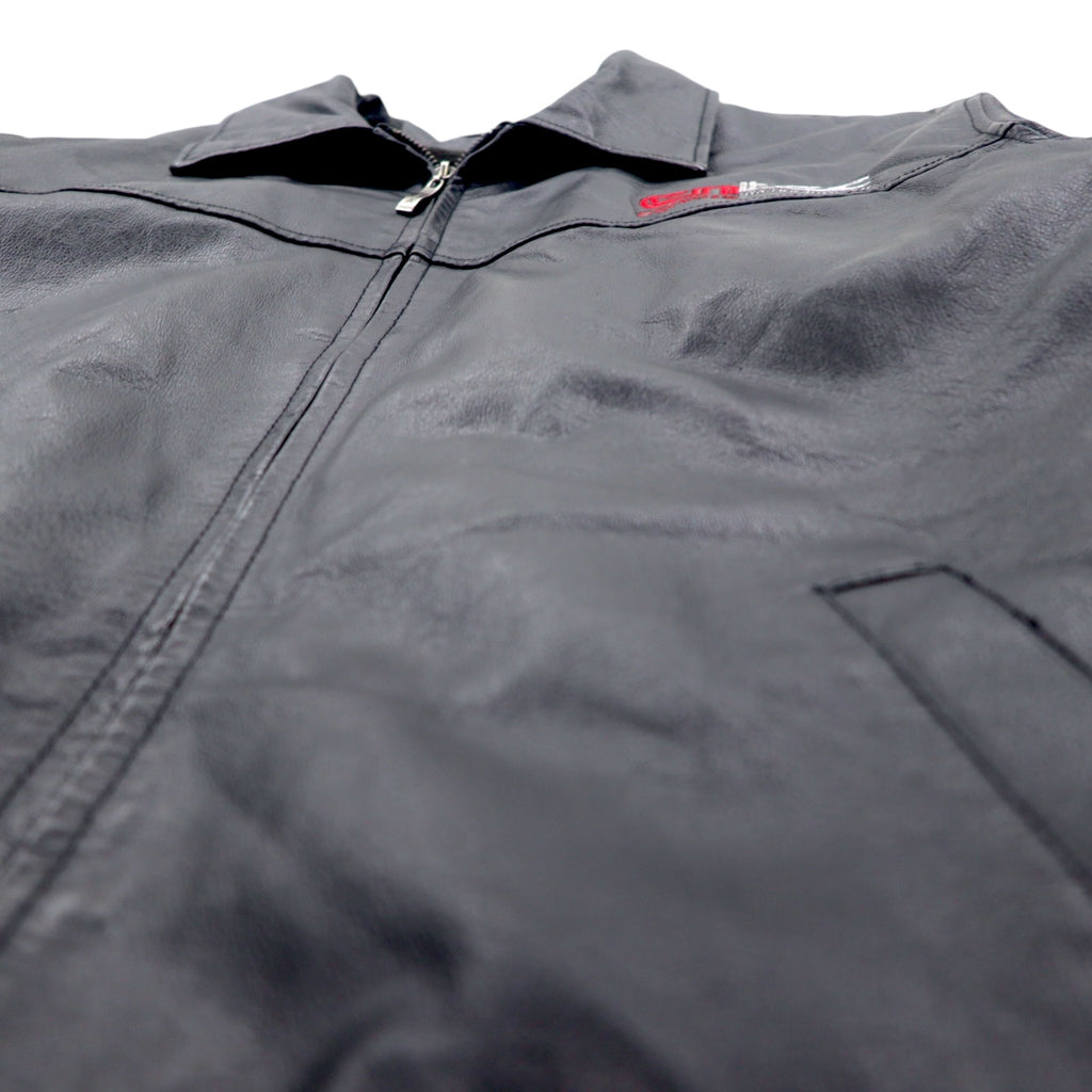 USA LEATHER 90s Leather Jacket XL Black Removable Liner entec US Company Embroidered Zip Up