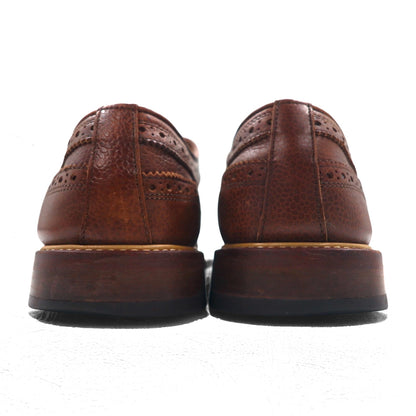 CHARLES TYRWHITT イギリス製 ウイングチップ フルブローグ カントリーシューズ 28.5cm ブラウン レザー シボ革 MDO65BRN