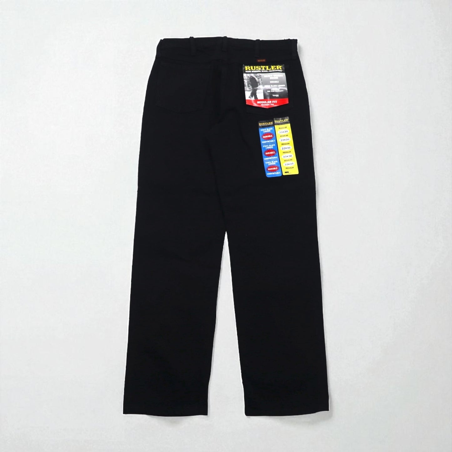 RUSTLER ( Wrangler ) HEAVY WEIGHT DENIM デニムパンツ M ブラック STAYS BLACK LONGER 87619CB メキシコ製 未使用品