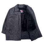 USA LEATHER 90s Leather Jacket XL Black Removable Liner entec US Company Embroidered Zip Up