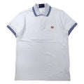 日本然リトテ-古着オンライン-FRED PERRY コットンピケ ポロシャツ L ホワイト フラッグチェック コットン ワンポイントロゴ M4242-FRED PERRY Cotton Pique Polo Shirt L White Flag Checked Cotton One Point Logo M4242