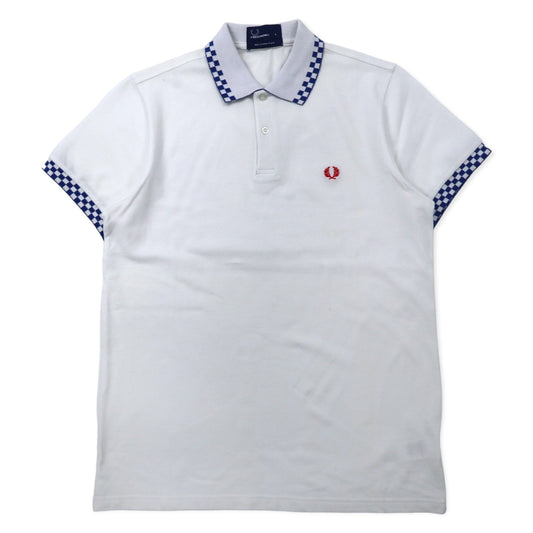 日本然リトテ-古着オンライン-FRED PERRY コットンピケ ポロシャツ L ホワイト フラッグチェック コットン ワンポイントロゴ M4242-FRED PERRY Cotton Pique Polo Shirt L White Flag Checked Cotton One Point Logo M4242