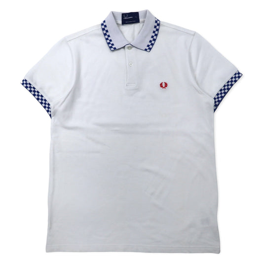 FRED PERRY コットンピケ ポロシャツ L ホワイト フラッグチェック コットン ワンポイントロゴ M4242