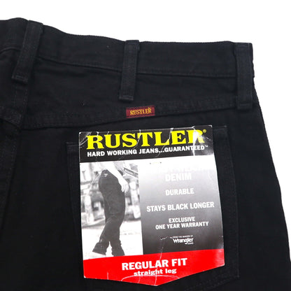 RUSTLER ( Wrangler ) HEAVY WEIGHT DENIM デニムパンツ M ブラック STAYS BLACK LONGER 87619CB メキシコ製 未使用品