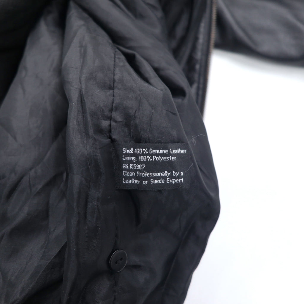 USA LEATHER 90s Leather Jacket XL Black Removable Liner entec US Company Embroidered Zip Up