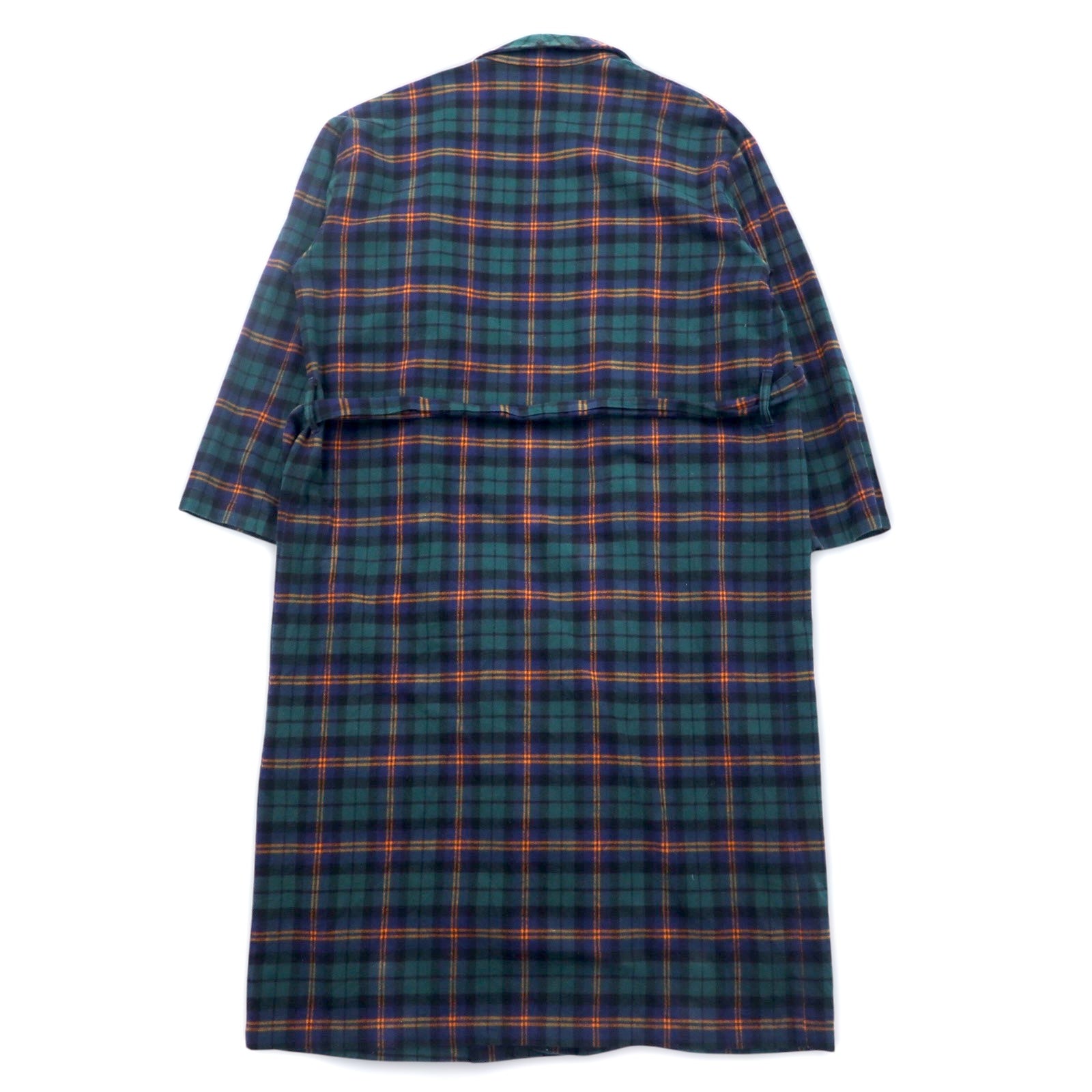 PENDLETON Tartan Check Gown Coat Robe S Navy Black Watch Belt Included 8475-3348