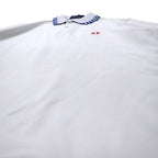 FRED PERRY Cotton Pique Polo Shirt L White Flag Check Cotton One Point Logo M4242