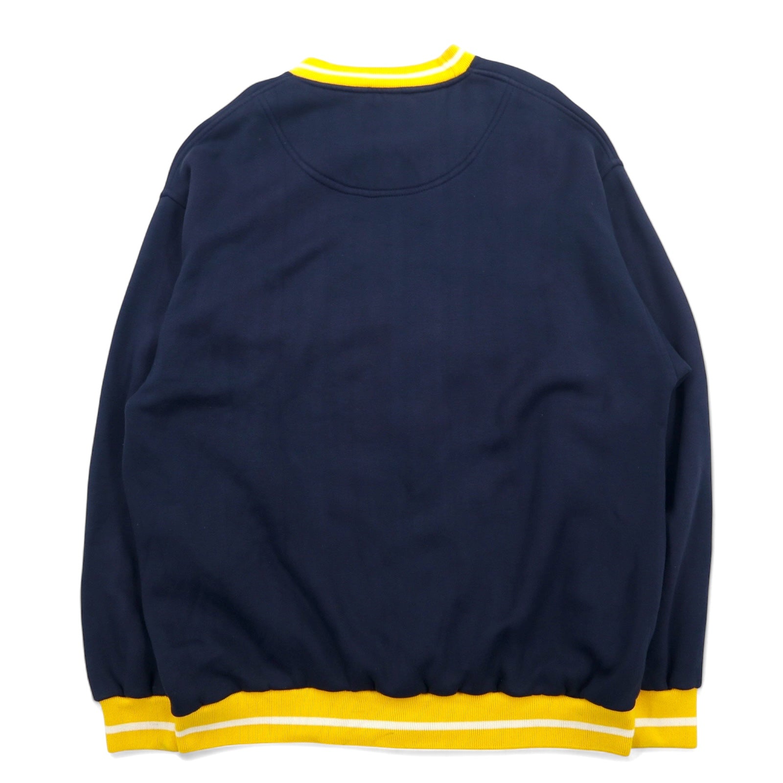 90年代 PJ MARK リブライン スウェット L ネイビー イエロー アクリル カレッジ MICHIGAN ミシガン