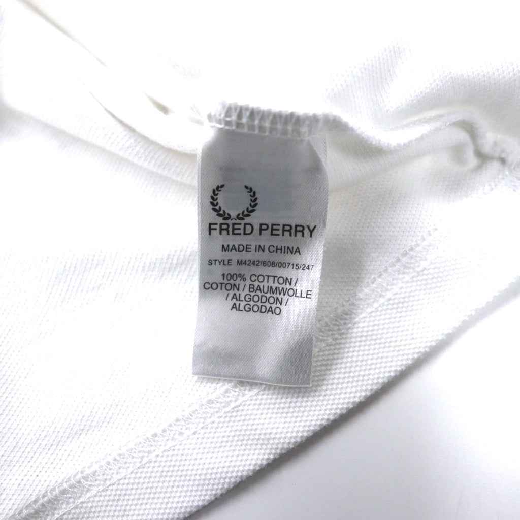 FRED PERRY Cotton Pique Polo Shirt L White Flag Check Cotton One Point Logo M4242