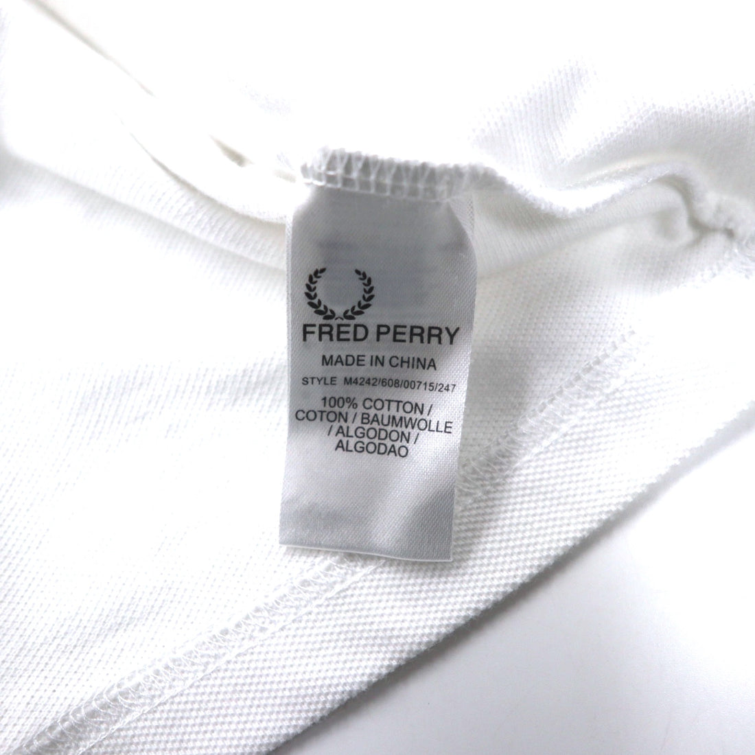FRED PERRY Cotton Pique Polo Shirt L White Flag Check Cotton One Point Logo M4242
