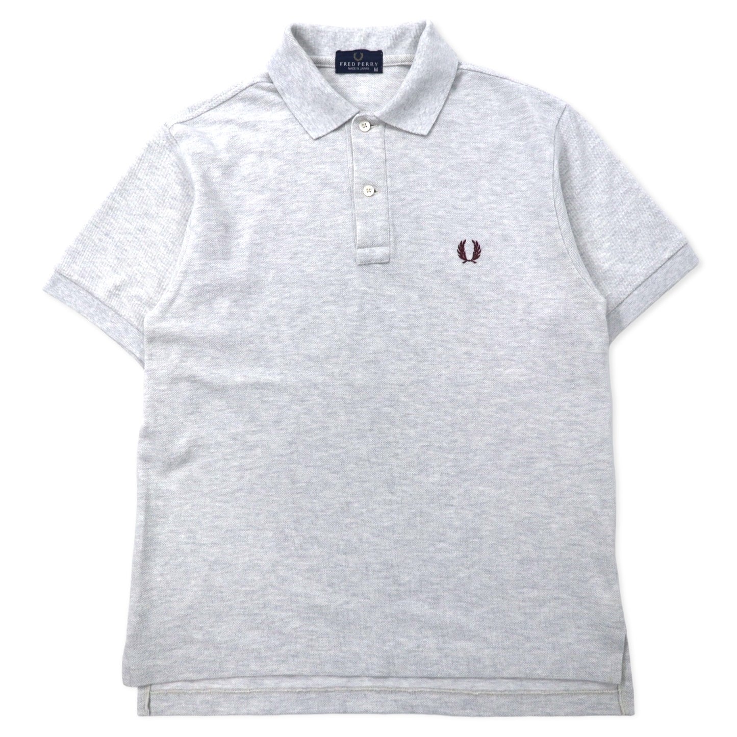 FRED PERRY ポロシャツ M グレー コットン ワンポイントロゴ 日本製