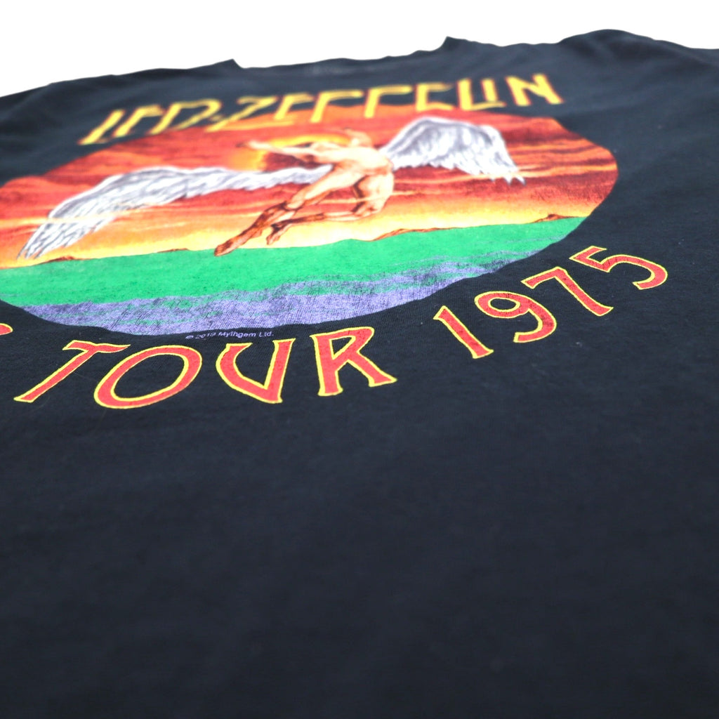 LED ZEPPELIN レッドツェッペリン オフィシャル ロック ツアー バンド Tシャツ バンT L ブラック コットン U.S.TOUR 1975