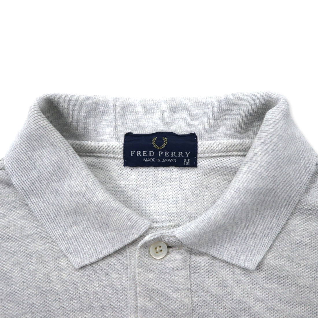 FRED PERRY Polo Shirt M Gray Cotton One Point Logo Made in Japan