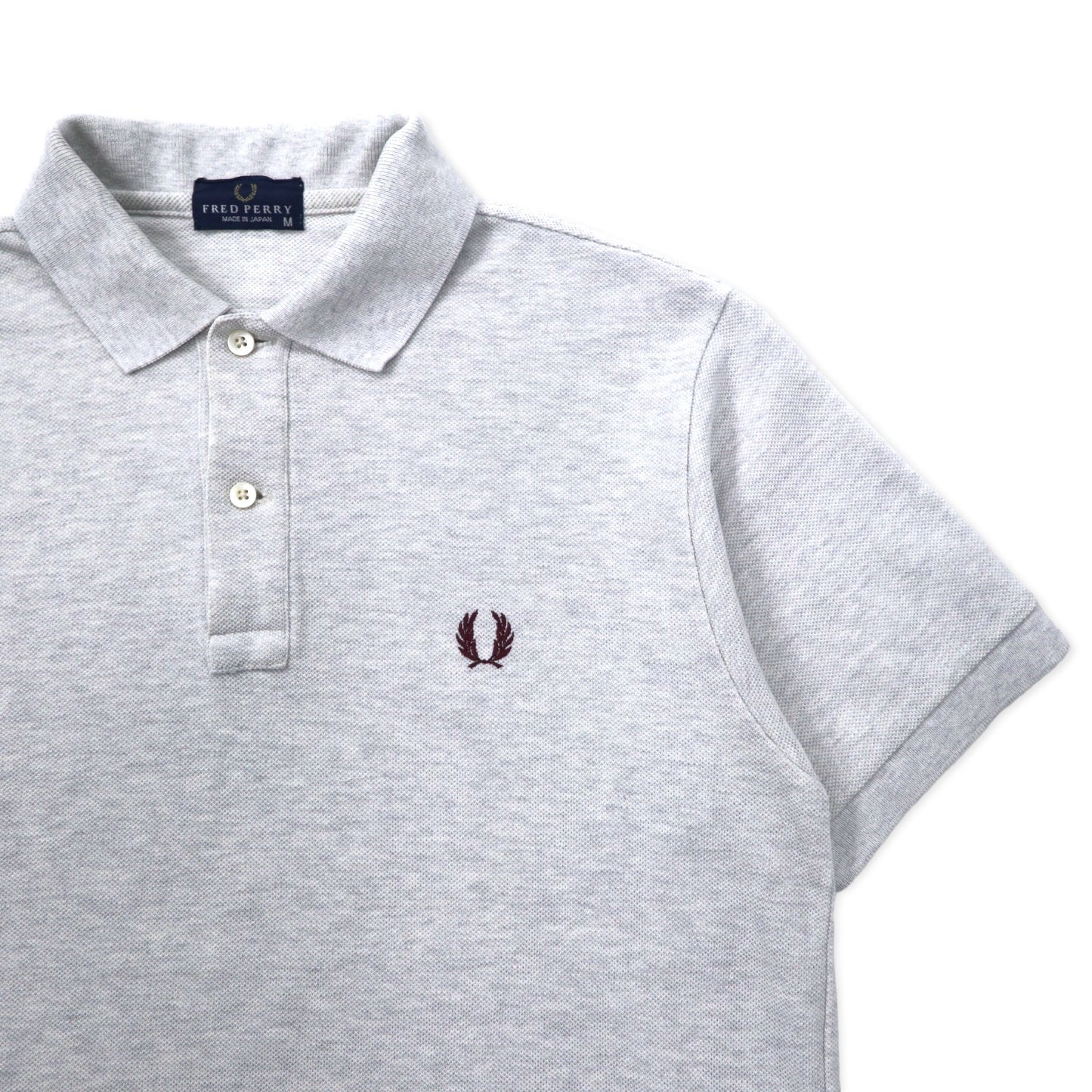 FRED PERRY ポロシャツ M グレー コットン ワンポイントロゴ 日本製