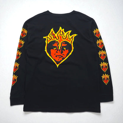 OBEY Fire Pattern Long Sleeve T-Shirt, Size L, Black, Sleeve Print, Mexico Game