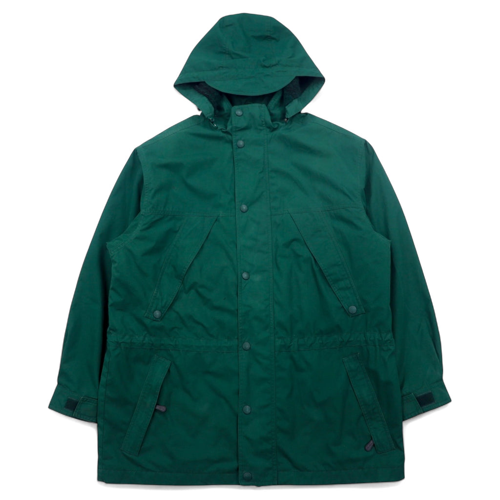 日本然リトテ-古着オンライン-Eddie Bauer 90年代 65/35クロス マウンテンパーカー L グリーン ポリエステル コットン フリースライナー ドローコード ダブルジップ-Eddie Bauer 90's 65/35 Cross Mountain Hoodie L Green Polyester Cotton Fleece Liner Drawcord Double Zip