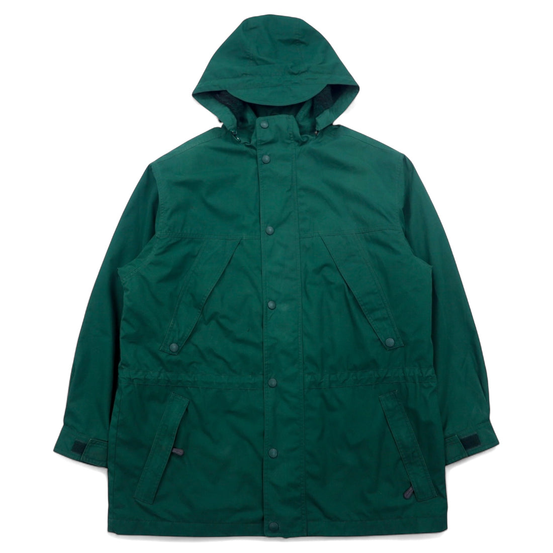 日本然リトテ-古着オンライン-Eddie Bauer 90年代 65/35クロス マウンテンパーカー L グリーン ポリエステル コットン フリースライナー ドローコード ダブルジップ-Eddie Bauer 90's 65/35 Cross Mountain Hoodie L Green Polyester Cotton Fleece Liner Drawcord Double Zip