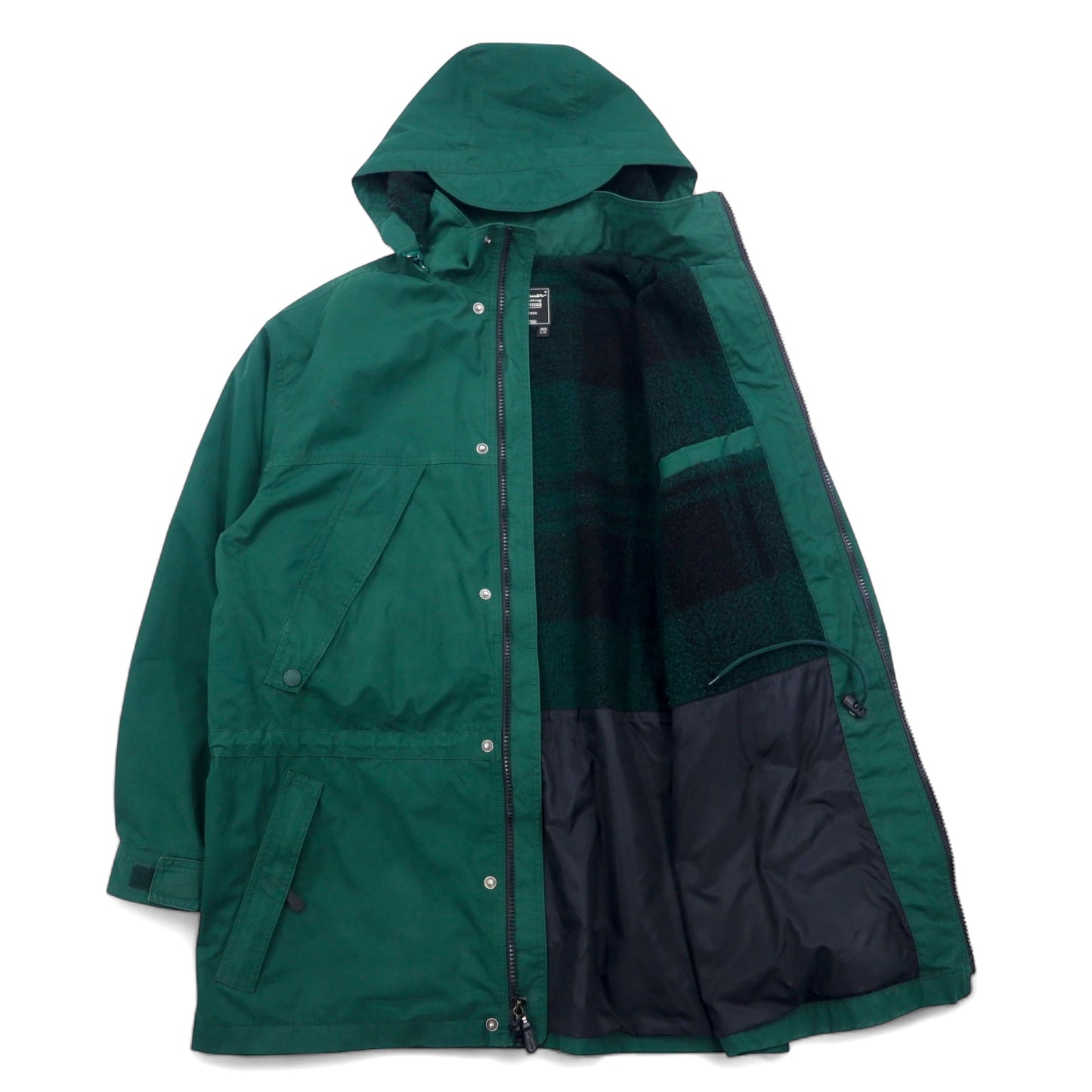 Eddie Bauer 90年代 65/35クロス マウンテンパーカー L グリーン ポリエステル コットン フリースライナー ドローコード ダブルジップ