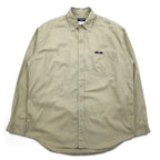 POLO JEANS CO. RALPH LAUREN 90s Signature Twill Work Shirt, L, Beige, Chest Pocket
