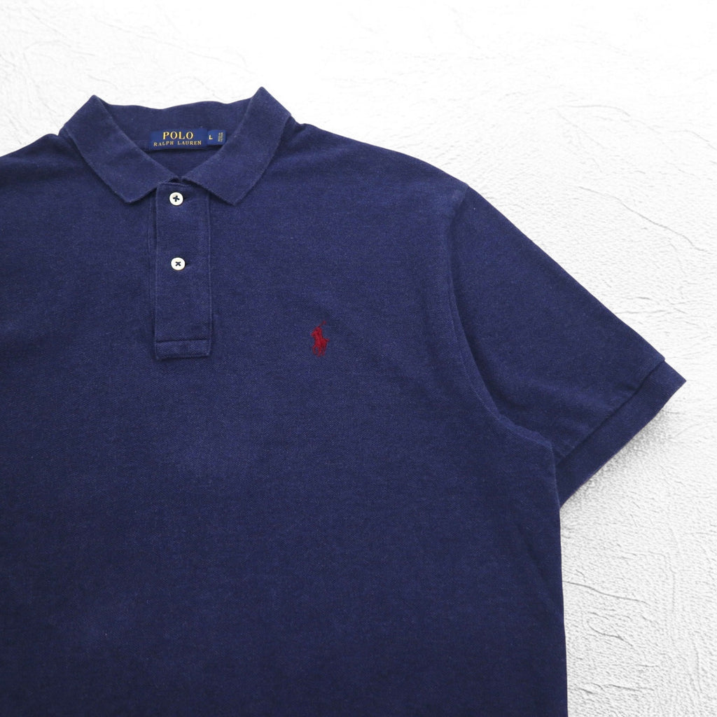 POLO RALPH LAUREN Polo shirt L Navy Cotton Pique Small pony embroidery