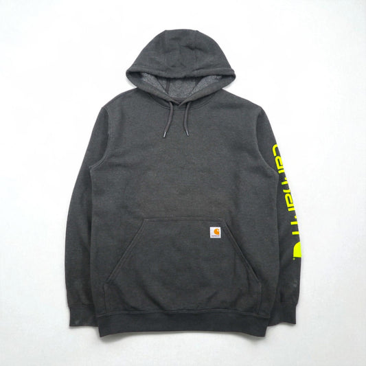 carhartt ルーズフィット ミッドウェイト ロゴ スリーブ フーディー パーカー Loose Fit Midweight M グレー 裏起毛 袖ロゴ K288 メキシコ製