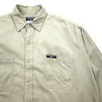 POLO JEANS CO. RALPH LAUREN 90s Signature Twill Work Shirt, L, Beige, Chest Pocket