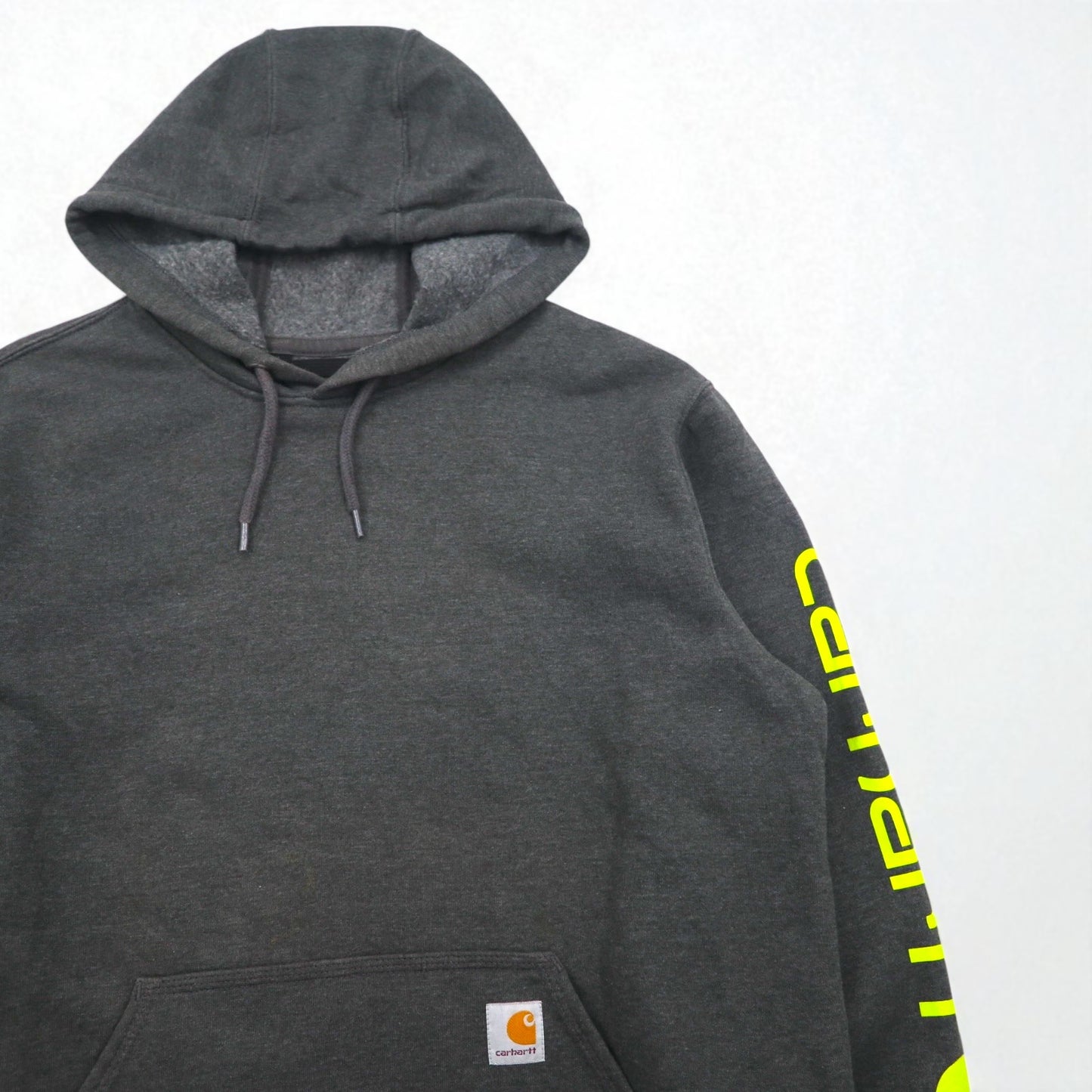 Carhartt Loose Fit Midweight Logo Sleeve Hoodie, Size M, Gray, Fleece-Lined, Sleeve Logo, K288, Made in Mexico