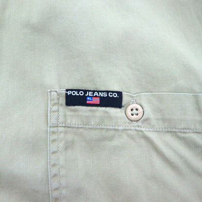 POLO JEANS CO. RALPH LAUREN 90年代 シグネチャー ツイル ワークシャツ L ベージュ 胸ポケット