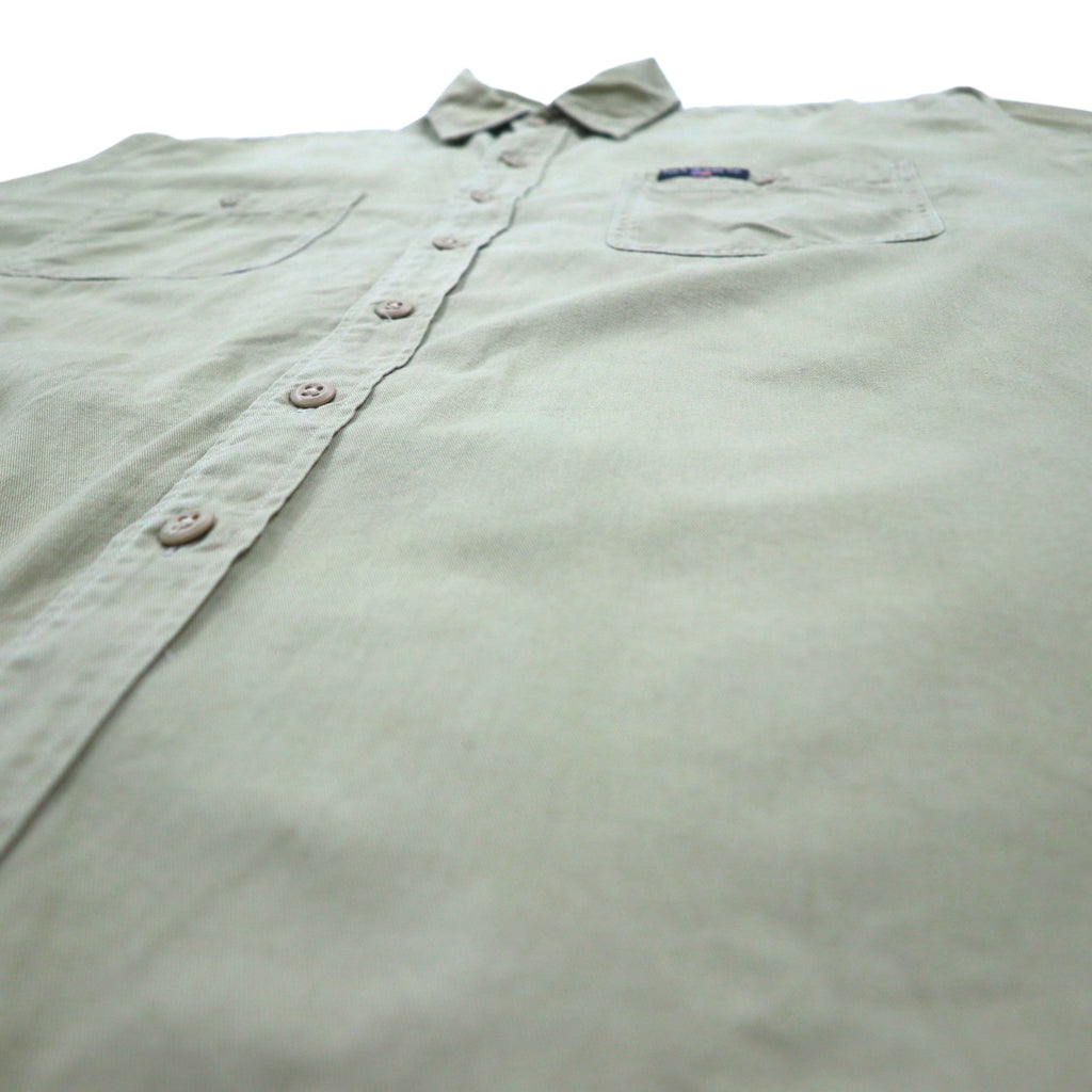 POLO JEANS CO. RALPH LAUREN 90s Signature Twill Work Shirt, L, Beige, Chest Pocket