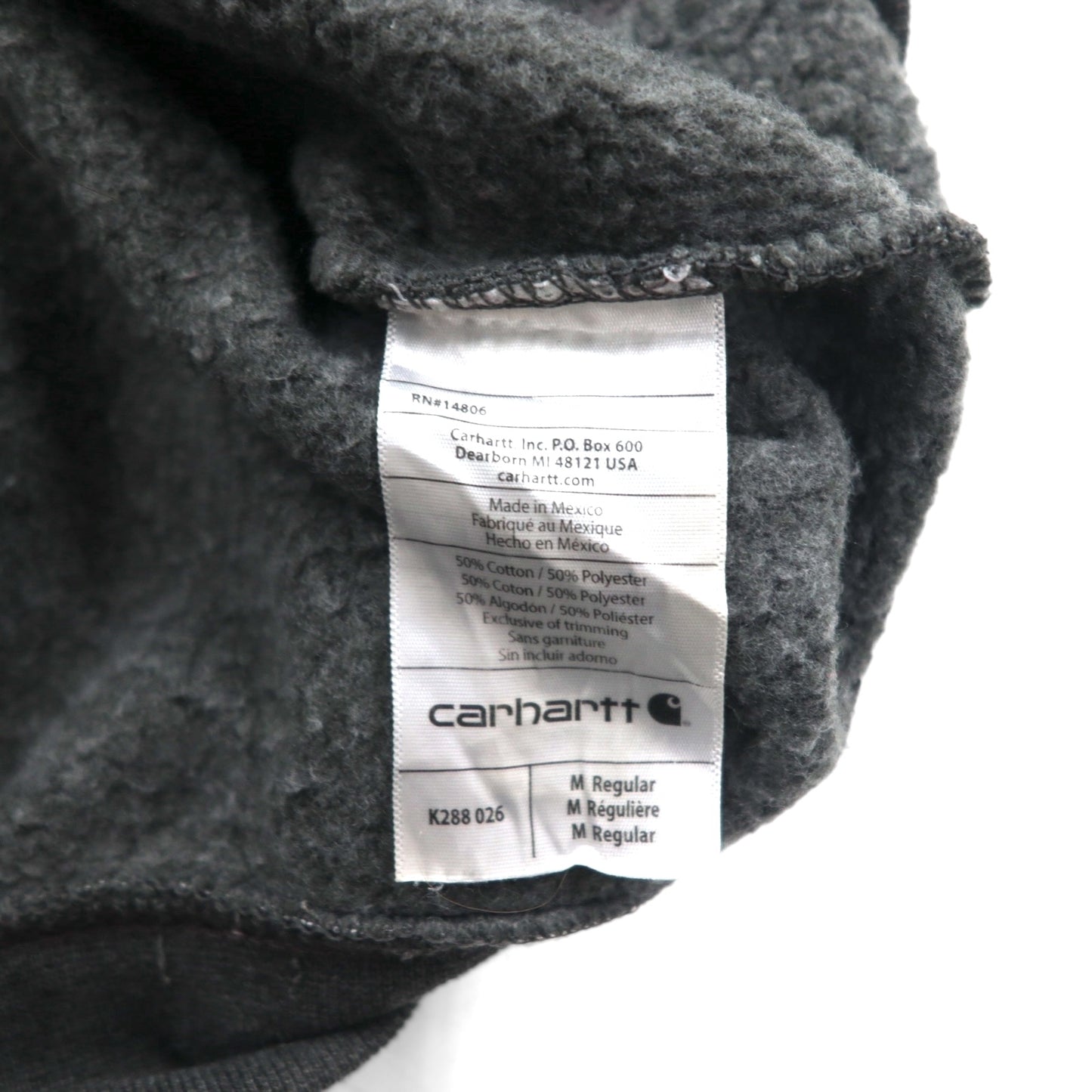 Carhartt Loose Fit Midweight Logo Sleeve Hoodie, Size M, Gray, Fleece-Lined, Sleeve Logo, K288, Made in Mexico