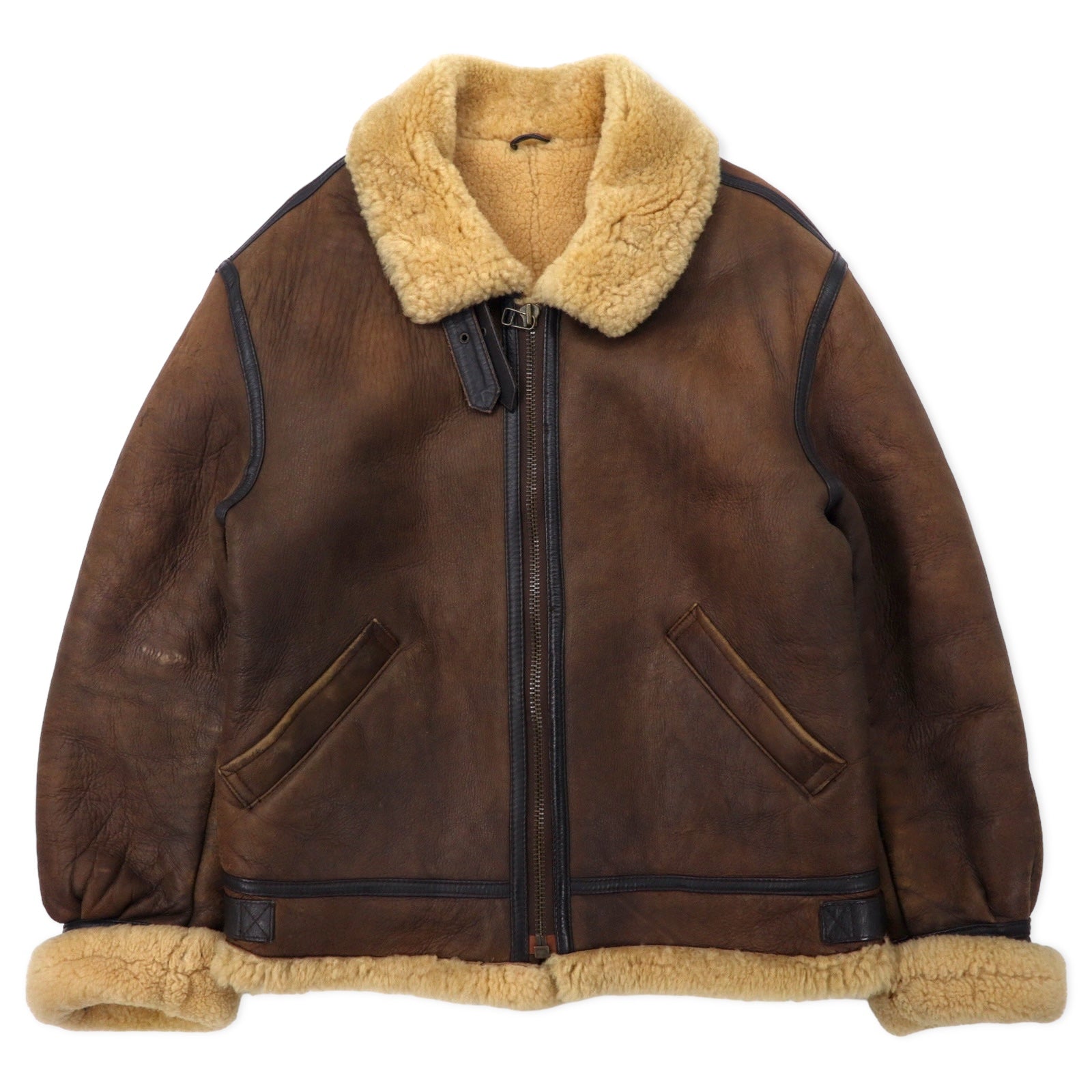 US AIR FORCE B-3 ムートン ボア フライトジャケット L ブラウン 羊革 レザー SWP No.24008423