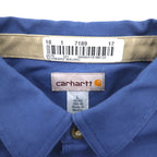 carhartt 半袖 ワークシャツ L ネイビー コットン 胸ポケット アメリカ企業 刺繍 TIMBER 384-19 メキシコ製