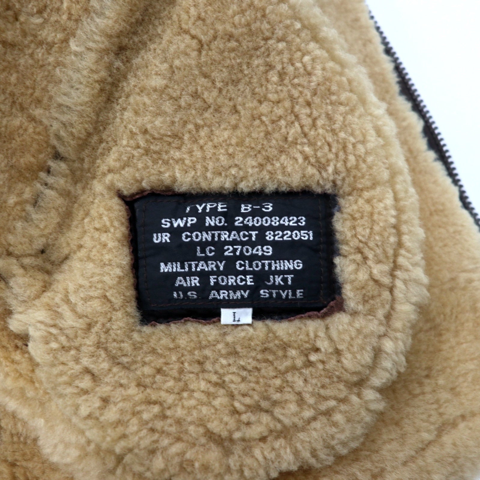 US AIR FORCE B-3 ムートン ボア フライトジャケット L ブラウン 羊革 レザー SWP No.24008423