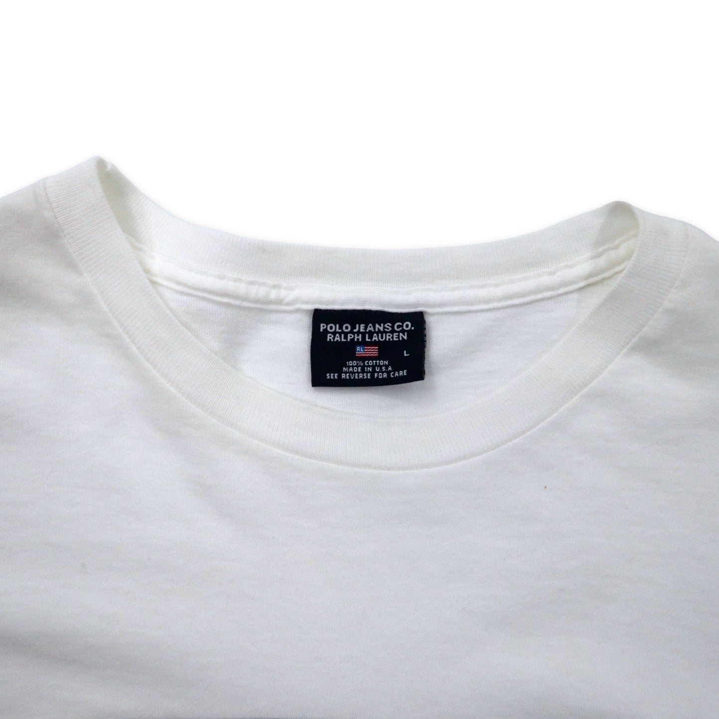 POLO JEANS CO. RALPH LAUREN USA製 90年代 Tシャツ L ホワイト コットン RL プリント ビッグサイズ