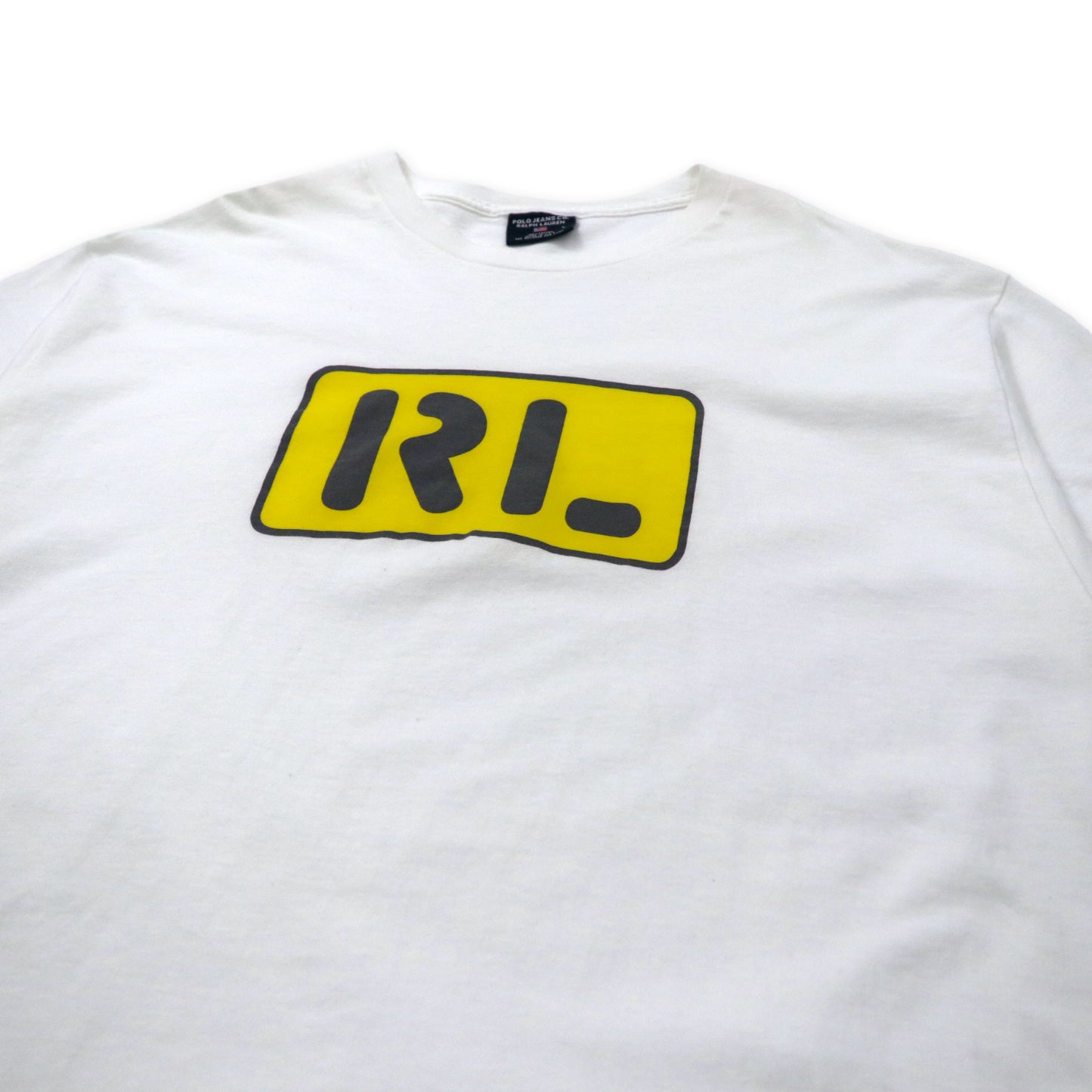POLO JEANS CO. RALPH LAUREN USA製 90年代 Tシャツ L ホワイト コットン RL プリント ビッグサイズ