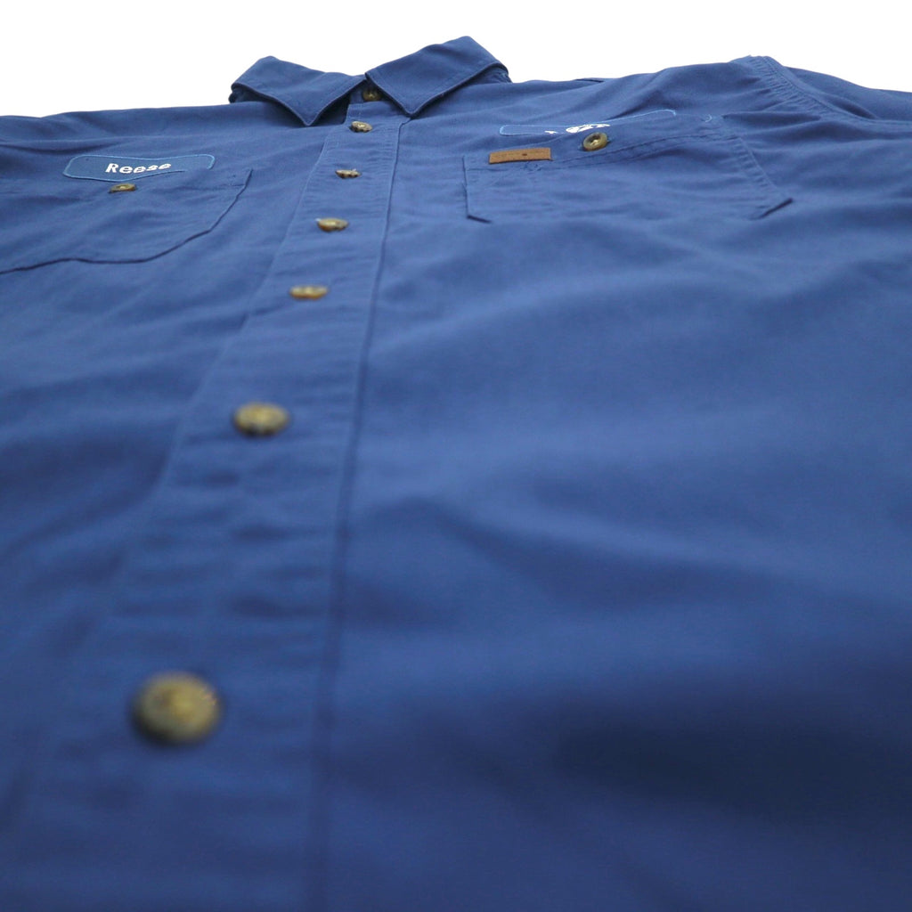 carhartt 半袖 ワークシャツ L ネイビー コットン 胸ポケット アメリカ企業 刺繍 TIMBER 384-19 メキシコ製
