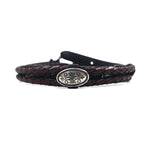 BRIGHTON イントレチャート シルバー コンチョ レザーベルト ブラック L/34 レザー 編み上げ 97010