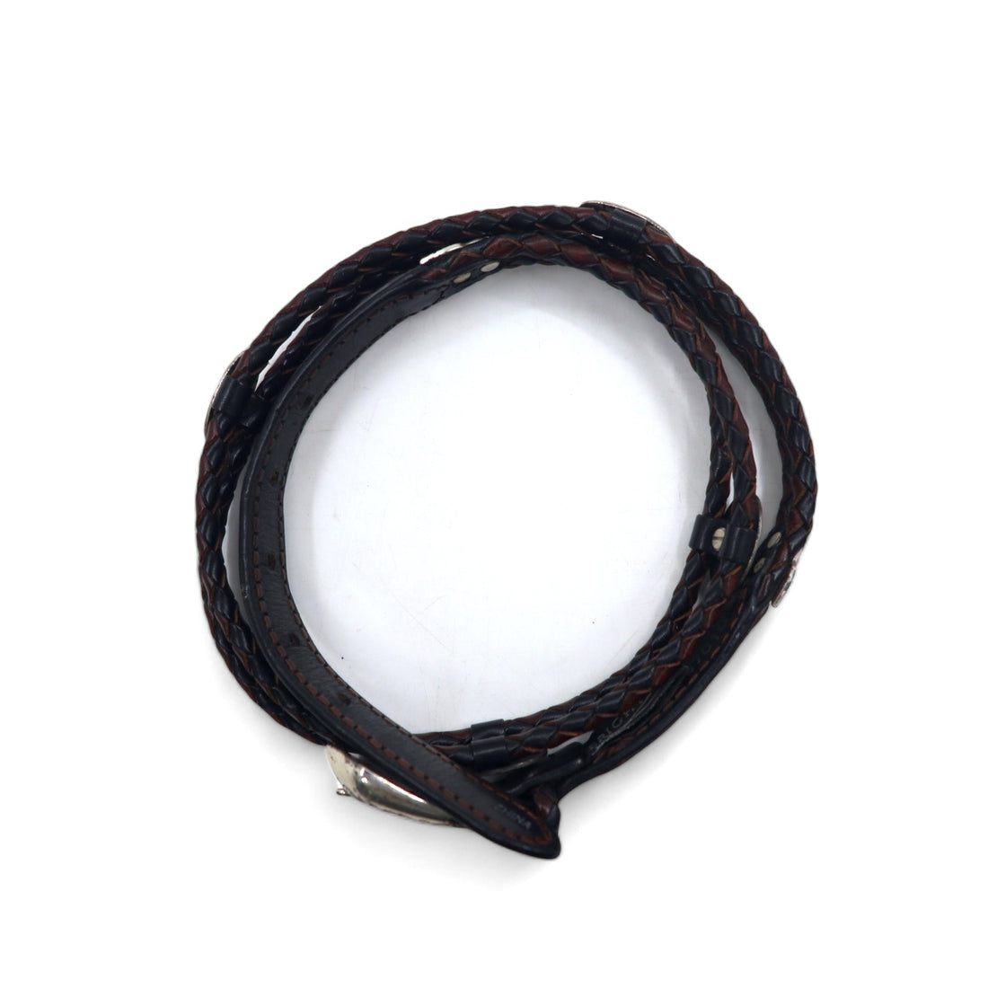 BRIGHTON イントレチャート シルバー コンチョ レザーベルト ブラック L/34 レザー 編み上げ 97010