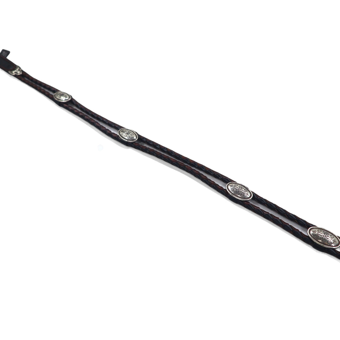 BRIGHTON イントレチャート シルバー コンチョ レザーベルト ブラック L/34 レザー 編み上げ 97010