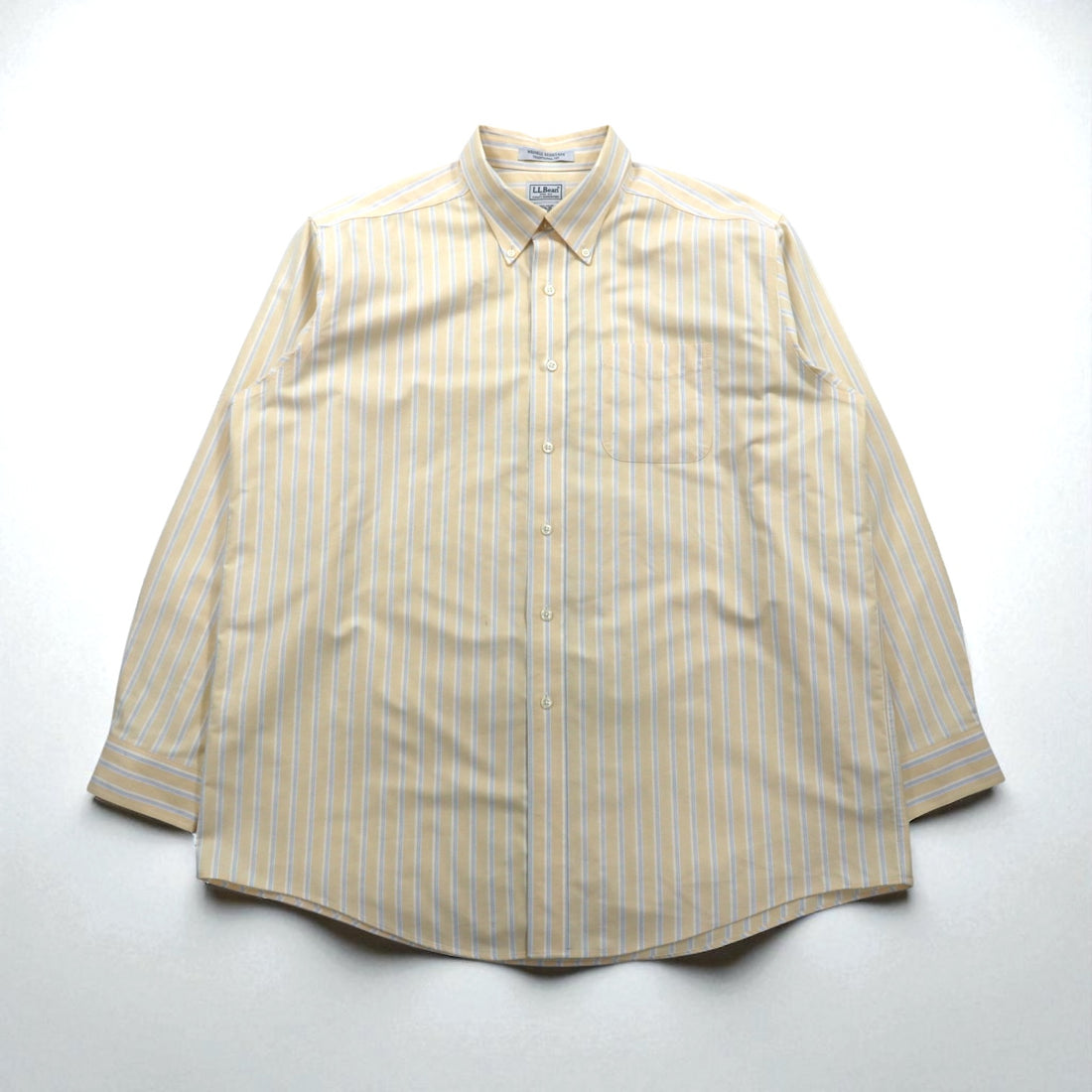 LLBean Traditional Fit Oxford Button-Down Shirt, XL, Yellow Stripes, Wrinkle Resistant, Size 237816